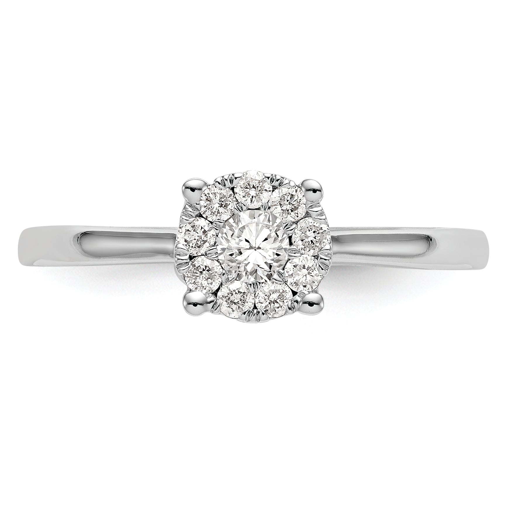 14K White Gold Halo Cluster 1/4 Carat Diamond Complete Engagement Ring
