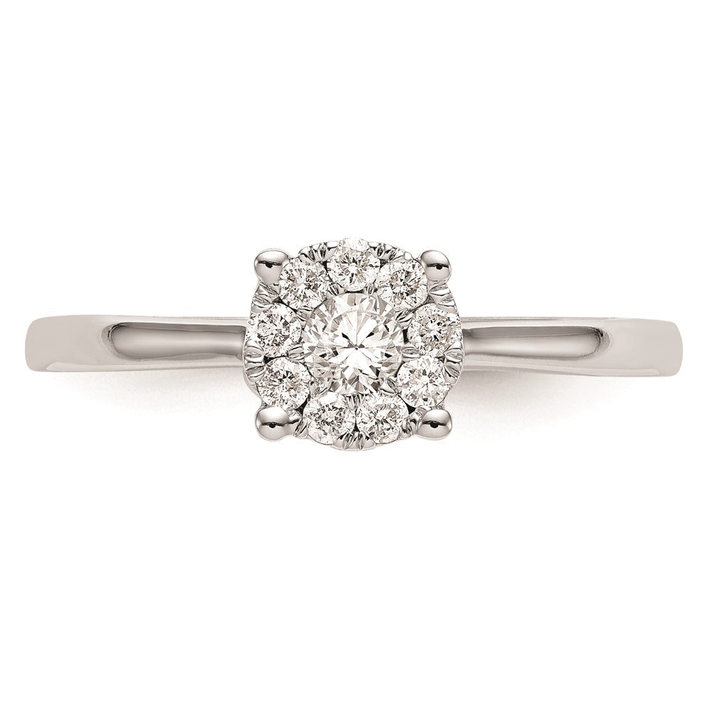 14K White Gold Complete Real Diamond Cluster Engagement Ring