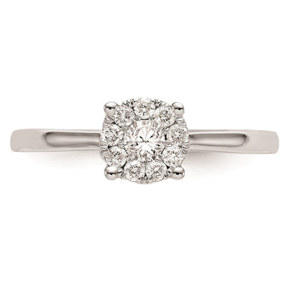 14K White Gold Complete Real Diamond Cluster Engagement Ring