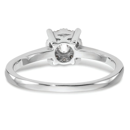 14K White Gold Halo Cluster 1/4 Carat Diamond Complete Engagement Ring