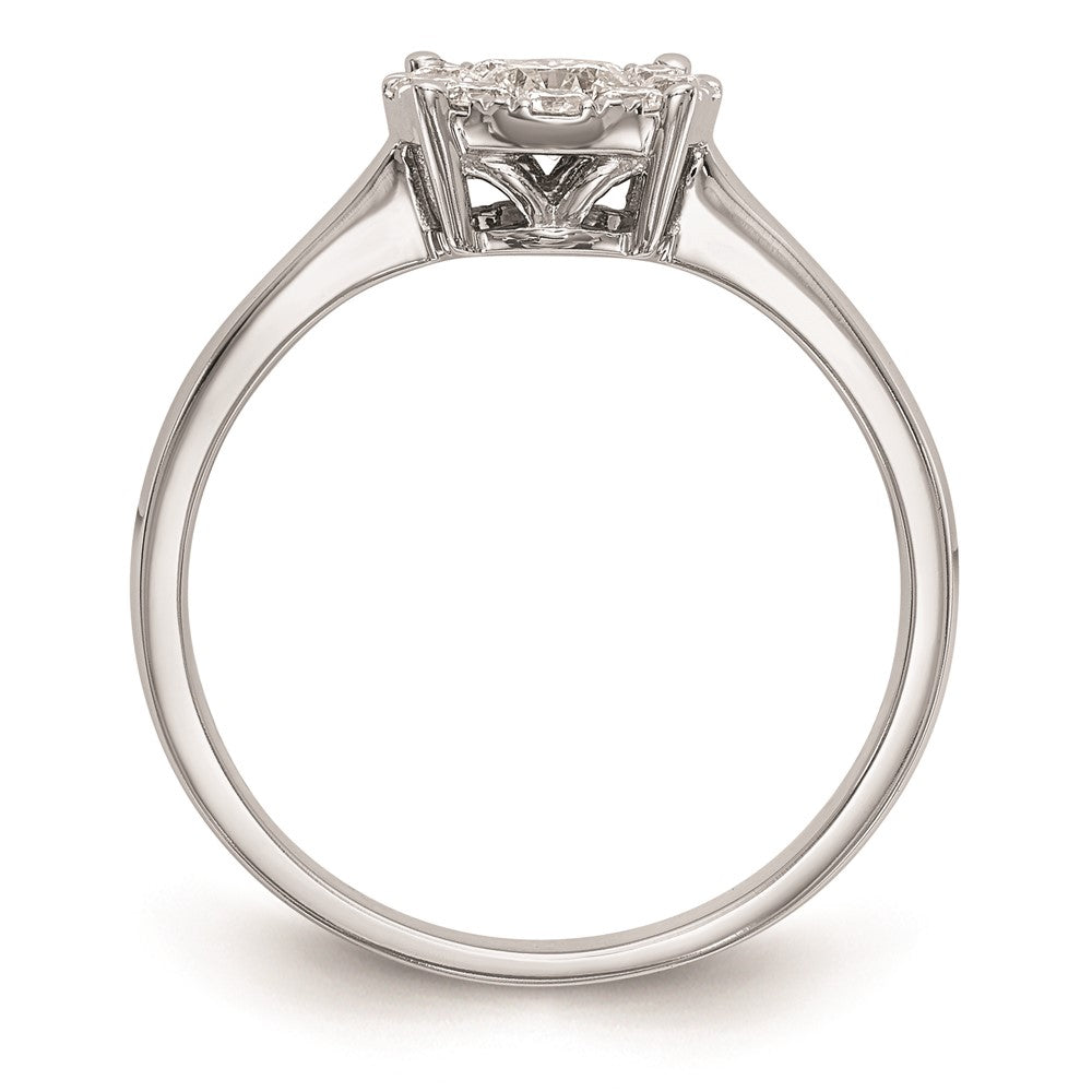 14K White Gold Complete Real Diamond Cluster Engagement Ring