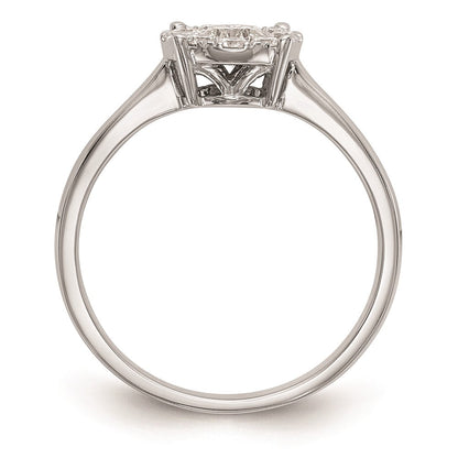 14K White Gold Complete Real Diamond Cluster Engagement Ring