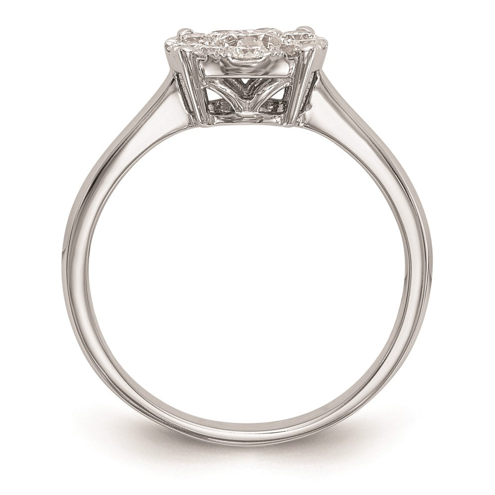 14K White Gold Complete Real Diamond Cluster Engagement Ring