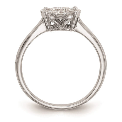 14K White Gold Complete Real Diamond Cluster Engagement Ring