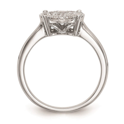 14K White Gold Complete Real Diamond Cluster Engagement Ring