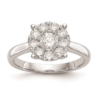14K White Gold Complete Real Diamond Cluster Engagement Ring