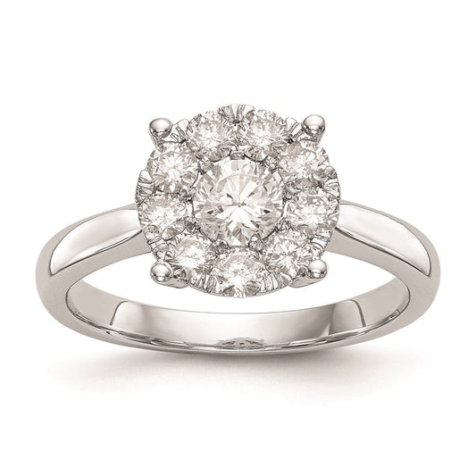 14K White Gold Complete Real Diamond Cluster Engagement Ring