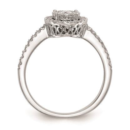 14K White Gold Complete Real Diamond Cluster Engagement Ring