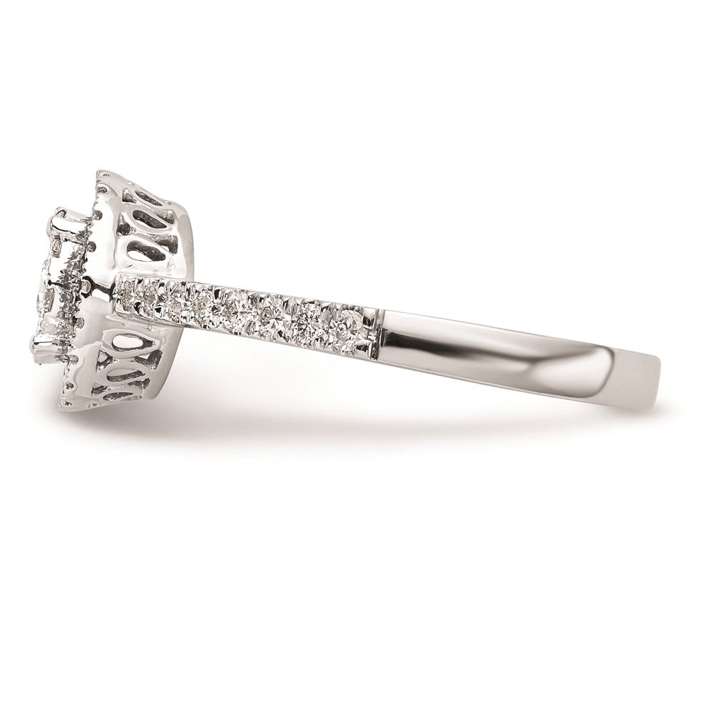 14K White Gold Complete Real Diamond Cluster Engagement Ring