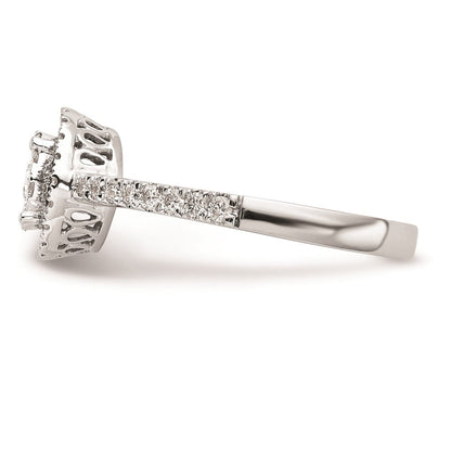 14K White Gold Complete Real Diamond Cluster Engagement Ring
