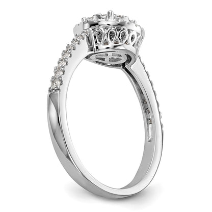 14k White Gold 1/2 Ct. Lab Grown Diamond VS/SI+ G+ Complete Cluster Engagement Ring