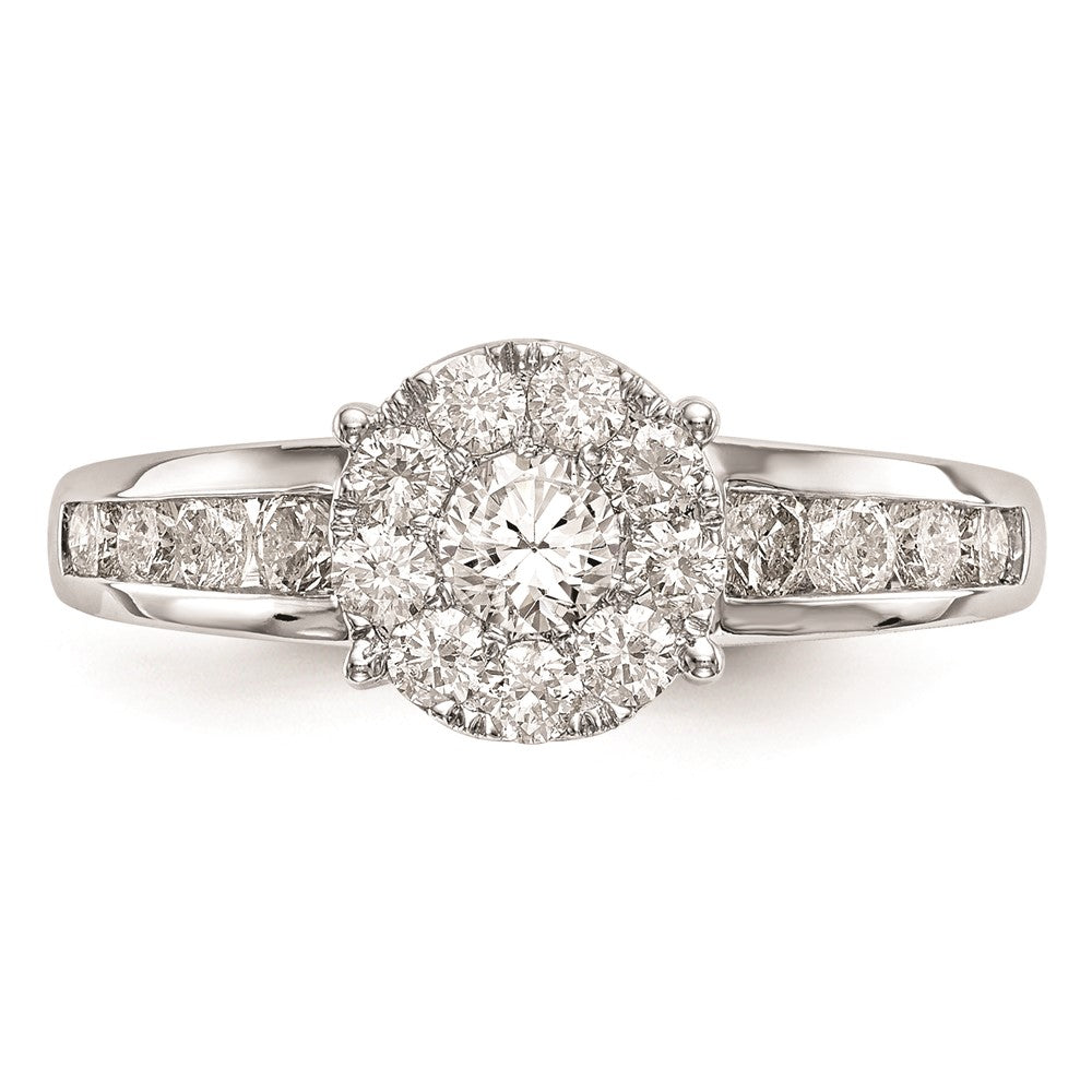 14K White Gold Complete Real Diamond Cluster Engagement Ring