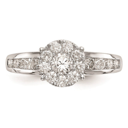 14K White Gold Complete Real Diamond Cluster Engagement Ring