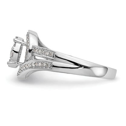 14K White Gold Complete Real Diamond Cluster Engagement Ring
