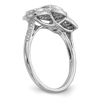 14K White Gold Complete Real Diamond Cluster Engagement Ring