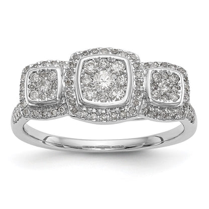14K White Gold Complete Real Diamond Cluster Engagement Ring