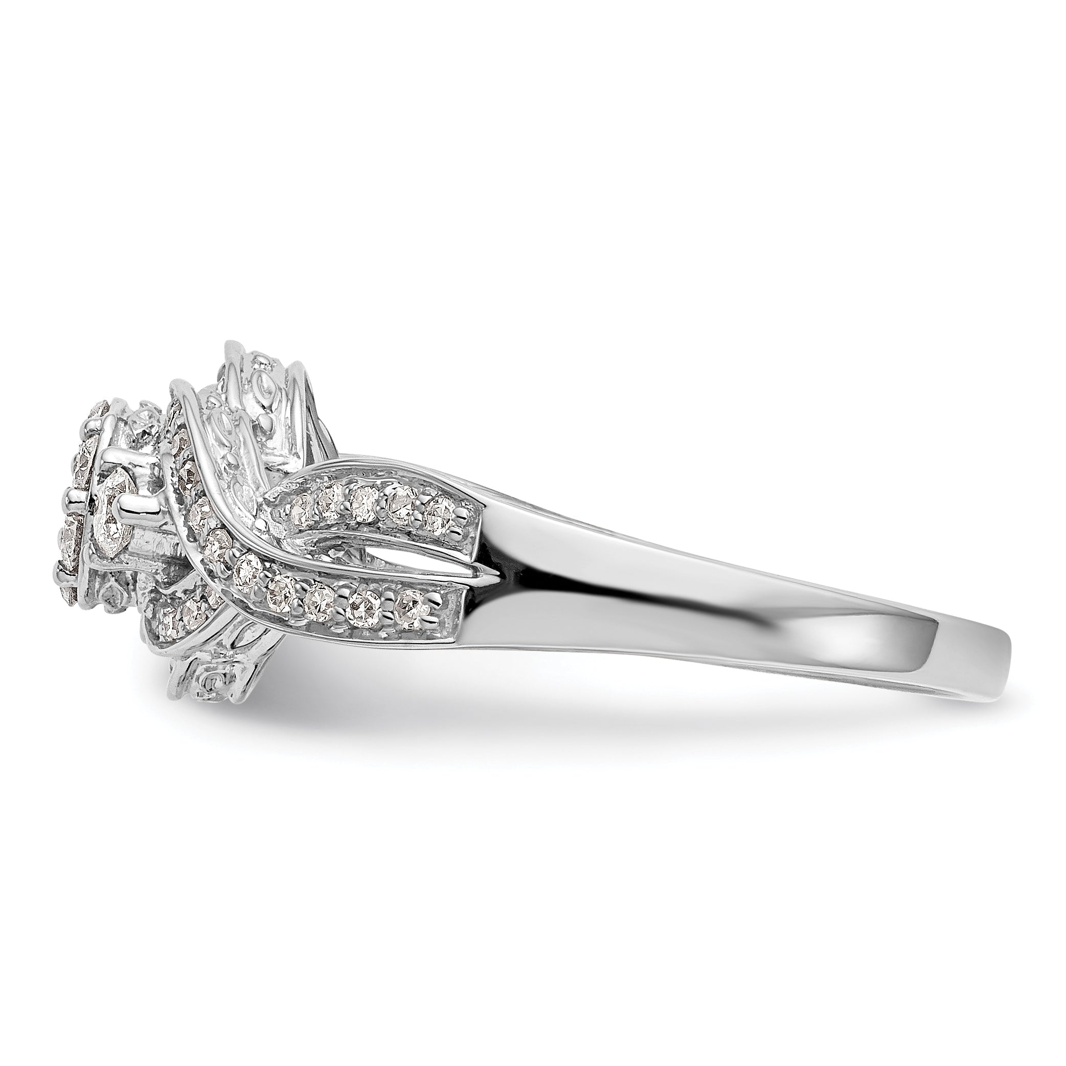 14K White Gold Complete Diamond Cluster Engagement Ring
