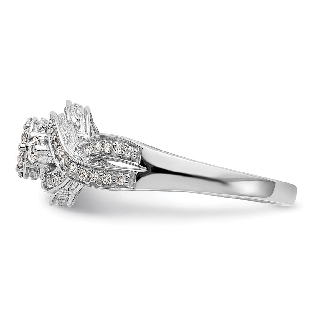 14k White Gold Complete Real Diamond Cluster Engagement Ring