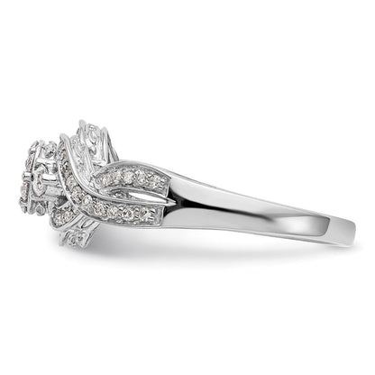 14k White Gold Complete Real Diamond Cluster Engagement Ring