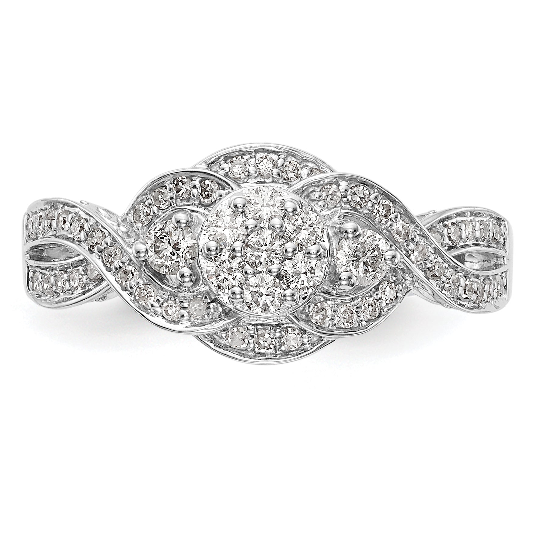 14K White Gold Complete Diamond Cluster Engagement Ring