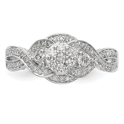 14K White Gold Complete Diamond Cluster Engagement Ring