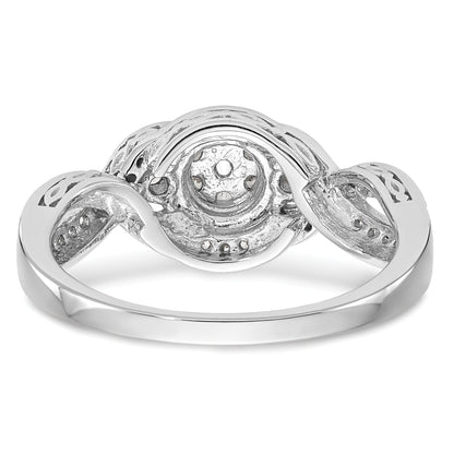 14K White Gold Complete Diamond Cluster Engagement Ring