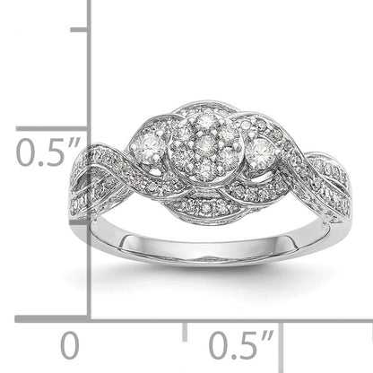 14K White Gold Complete Diamond Cluster Engagement Ring