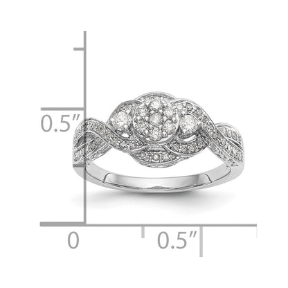 14K White Gold Complete Diamond Cluster Engagement Ring