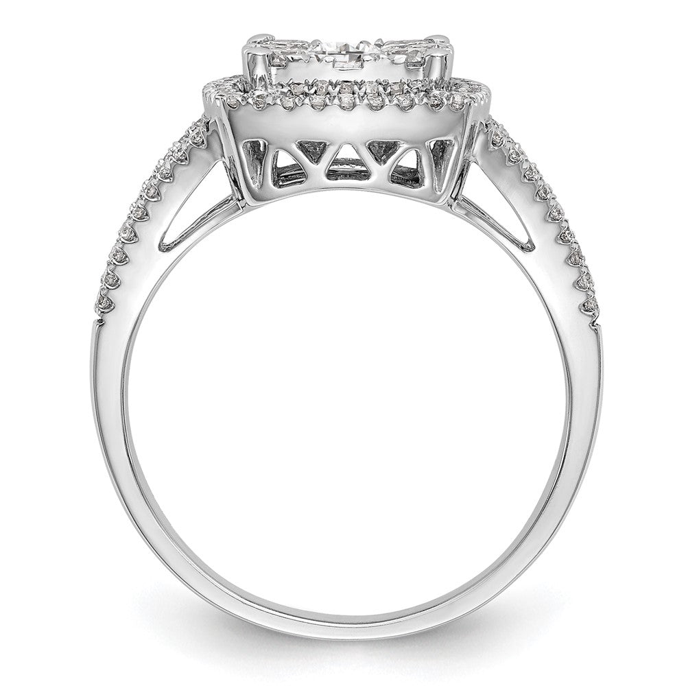 1.00ct. CZ Solid Real 14K White Gold Complete Cluster Engagement Ring