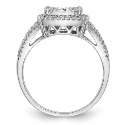 1.00ct. CZ Solid Real 14K White Gold Complete Cluster Engagement Ring