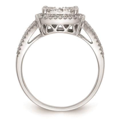 14K White Gold Complete Real Diamond Cluster Engagement Ring