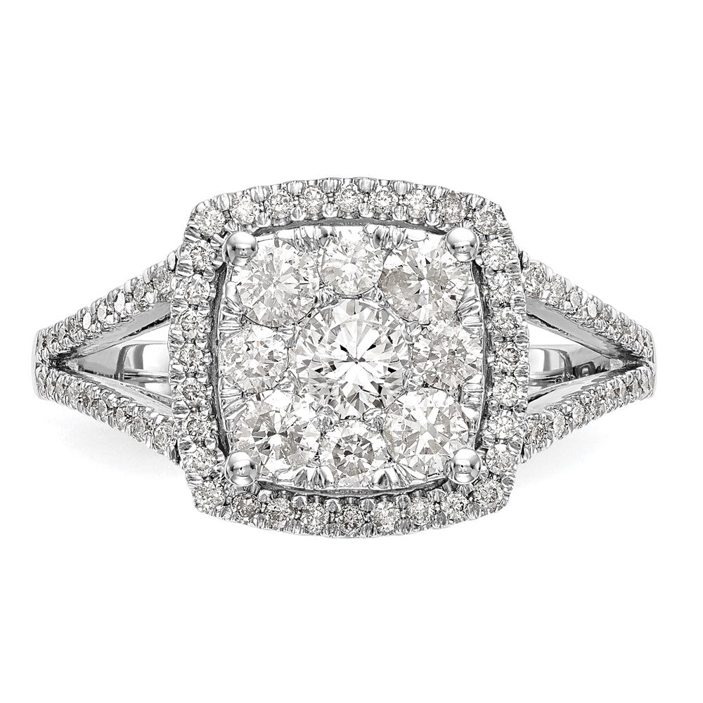 1.00ct. CZ Solid Real 14K White Gold Complete Cluster Engagement Ring