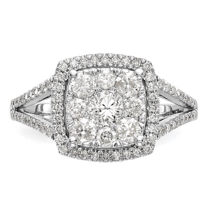 1.00ct. CZ Solid Real 14K White Gold Complete Cluster Engagement Ring