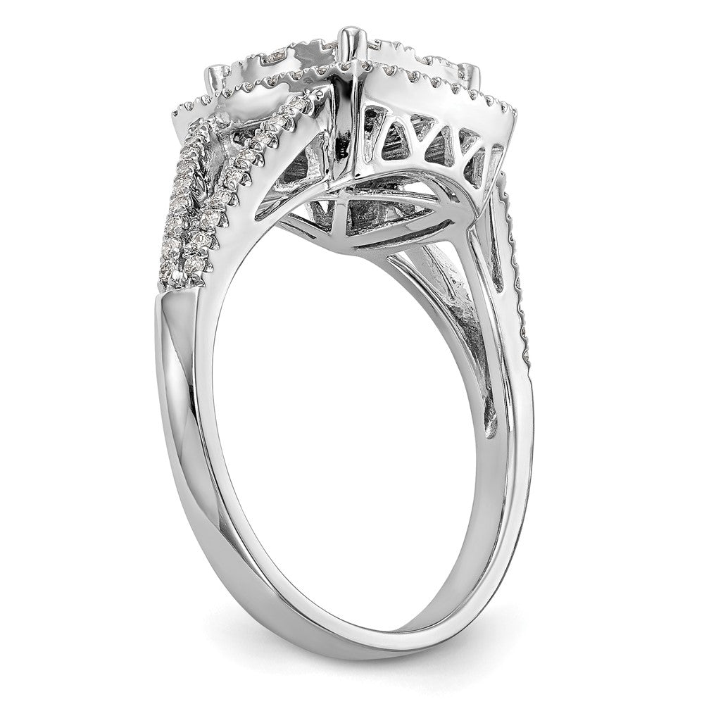 1.00ct. CZ Solid Real 14K White Gold Complete Cluster Engagement Ring