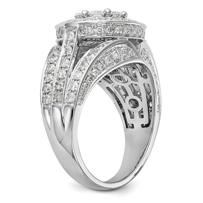 14K White Gold Complete Real Diamond Cluster Engagement Ring