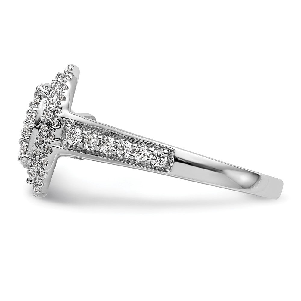 0.90ct. CZ Solid Real 14K White Gold Cluster Wedding Wedding Band Ring