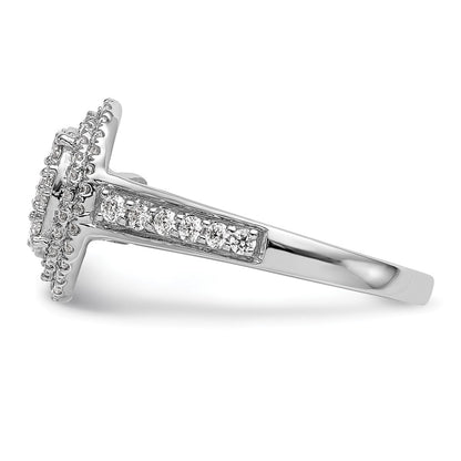 0.90ct. CZ Solid Real 14K White Gold Cluster Wedding Wedding Band Ring