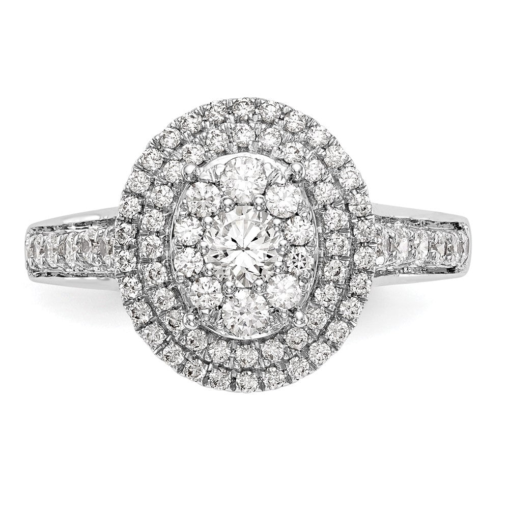 0.90ct. CZ Solid Real 14K White Gold Cluster Wedding Wedding Band Ring