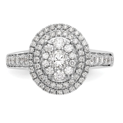 0.90ct. CZ Solid Real 14K White Gold Cluster Wedding Wedding Band Ring