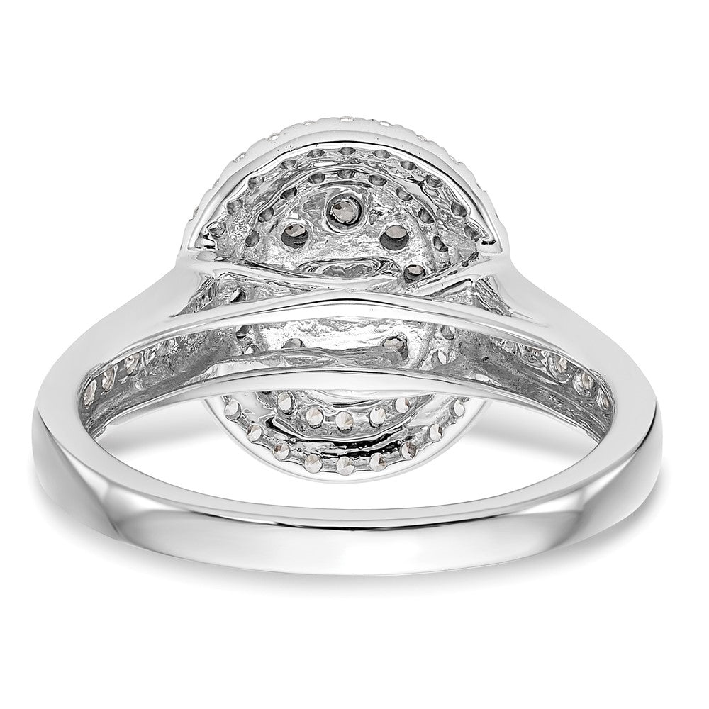 0.90ct. CZ Solid Real 14K White Gold Cluster Wedding Wedding Band Ring