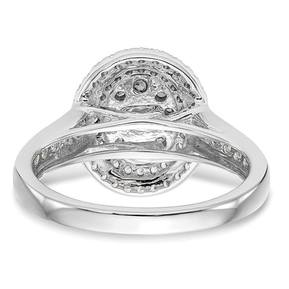 0.90ct. CZ Solid Real 14K White Gold Cluster Wedding Wedding Band Ring