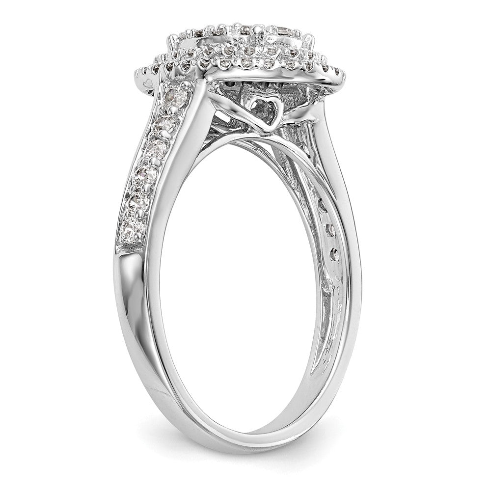 0.90ct. CZ Solid Real 14K White Gold Cluster Wedding Wedding Band Ring