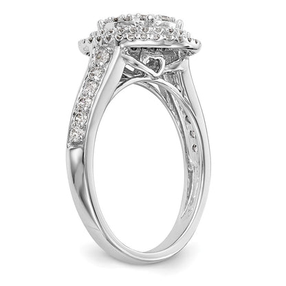 0.90ct. CZ Solid Real 14K White Gold Cluster Wedding Wedding Band Ring
