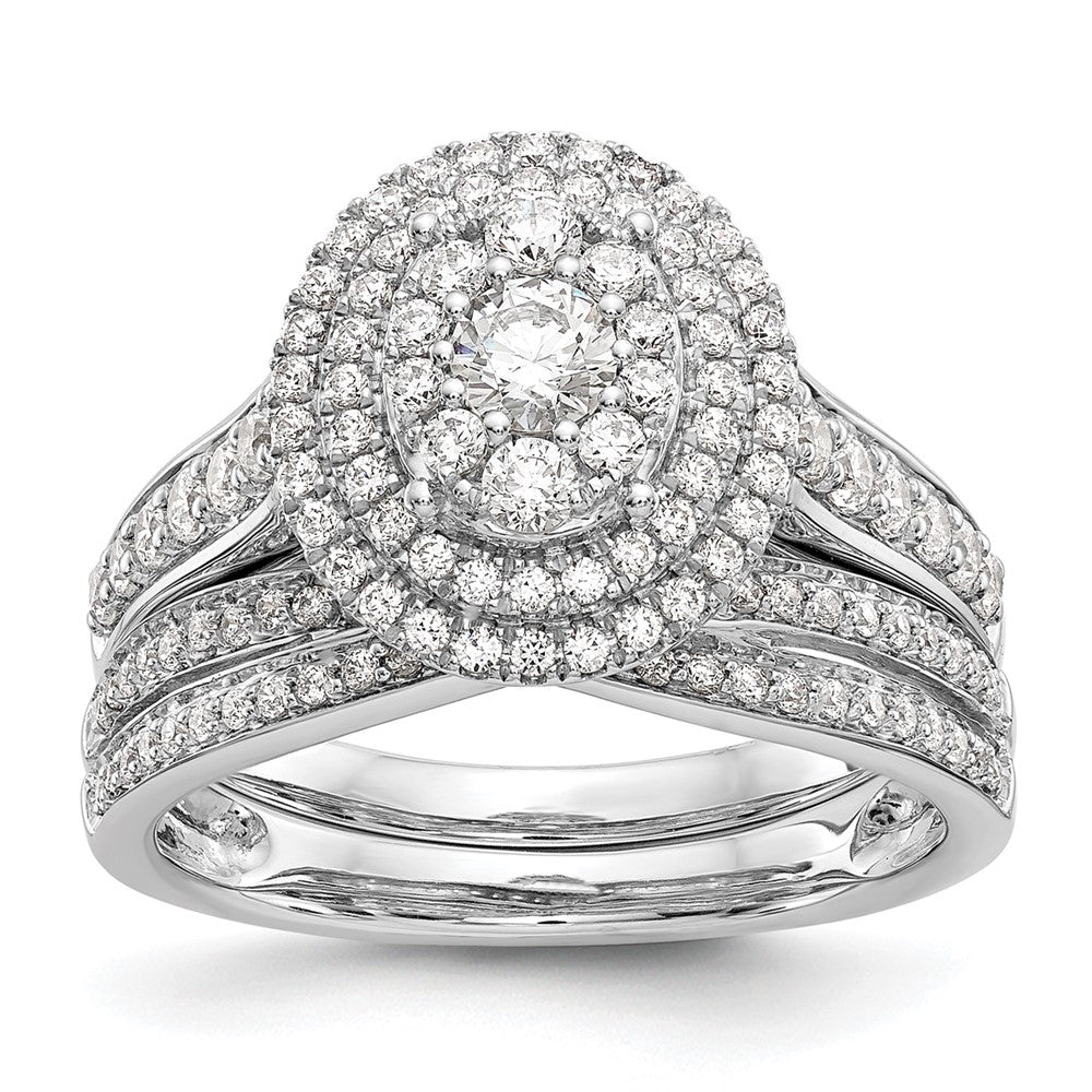 0.90ct. CZ Solid Real 14K White Gold Cluster Wedding Wedding Band Ring