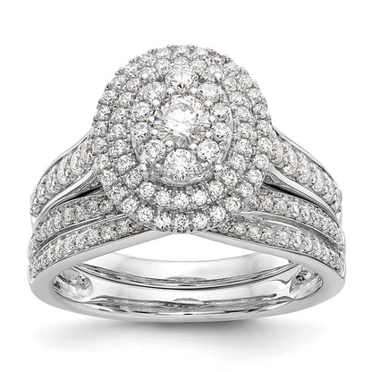 0.90ct. CZ Solid Real 14K White Gold Cluster Wedding Wedding Band Ring