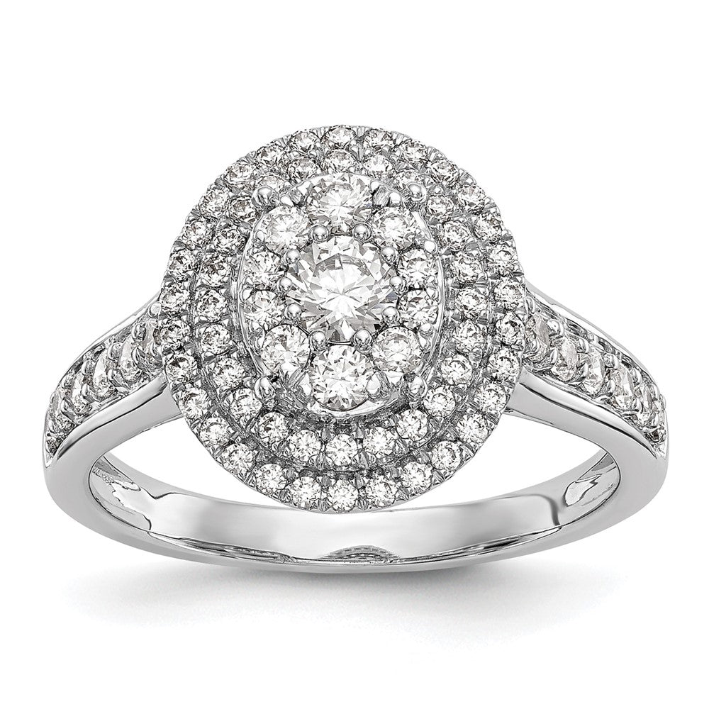 0.90ct. CZ Solid Real 14K White Gold Cluster Wedding Wedding Band Ring