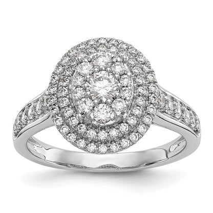 0.90ct. CZ Solid Real 14K White Gold Cluster Wedding Wedding Band Ring
