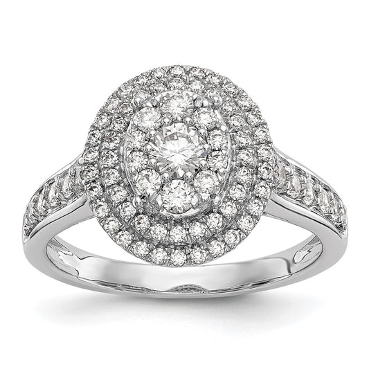0.90ct. CZ Solid Real 14K White Gold Cluster Wedding Wedding Band Ring
