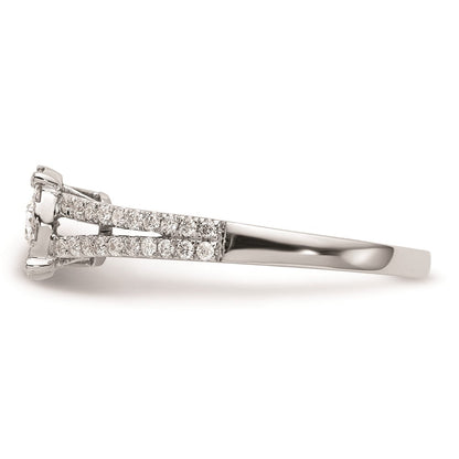 14K White Gold Complete Real Diamond Cluster Engagement Ring