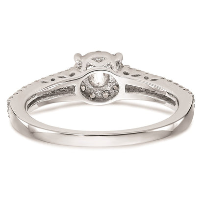 14K White Gold Complete Real Diamond Cluster Engagement Ring